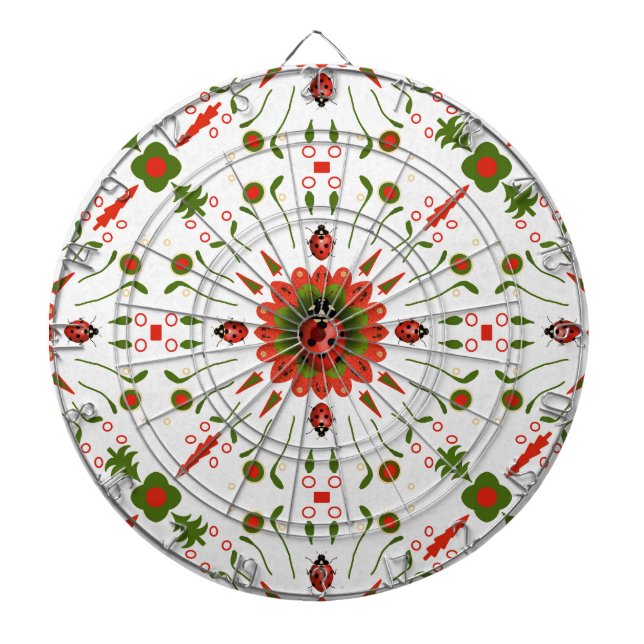 Christmas Ladybug Red White Green Dartboard (Front)