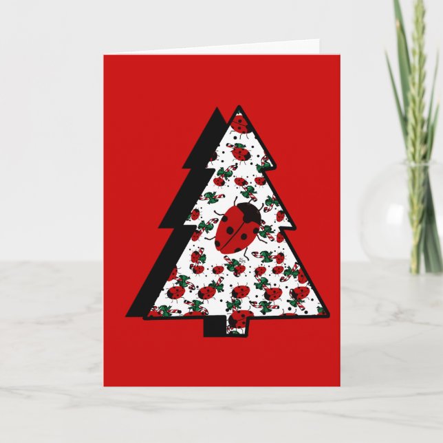 Christmas Ladybug Tree Holiday Card (Front)
