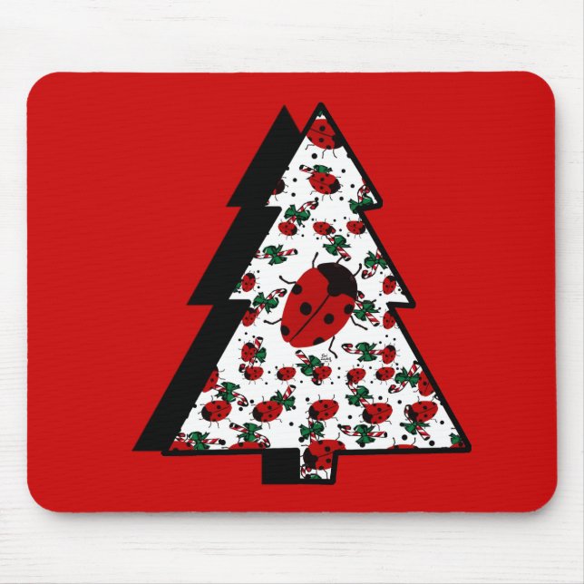 Christmas Ladybug Tree Mouse Mat (Front)