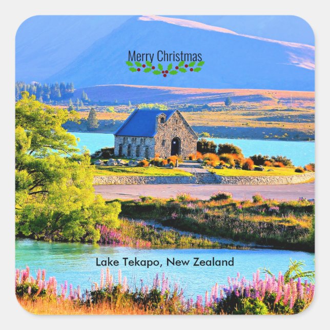 Christmas, Lake Tekapo, New Zealand Square Sticker (Front)