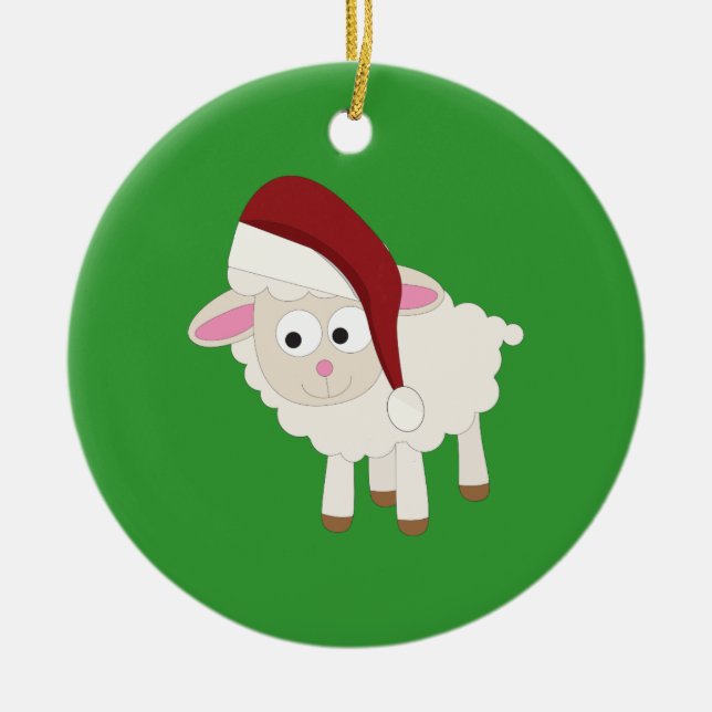 Christmas Lamb Ceramic Tree Decoration (Front)