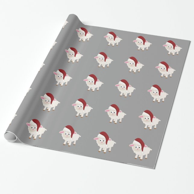 Christmas Lamb Wrapping Paper (Unrolled)