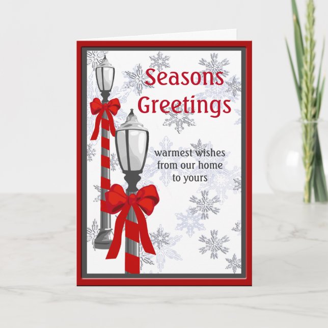 Christmas Lamp Post Seasons Greeting Card (Front)