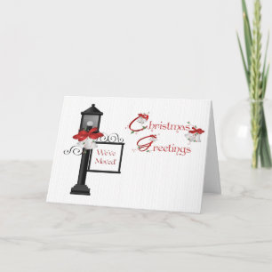 Christmas Lamppost Address Change Greeting Holiday Card