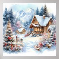 Christmas Landscape Art Poster