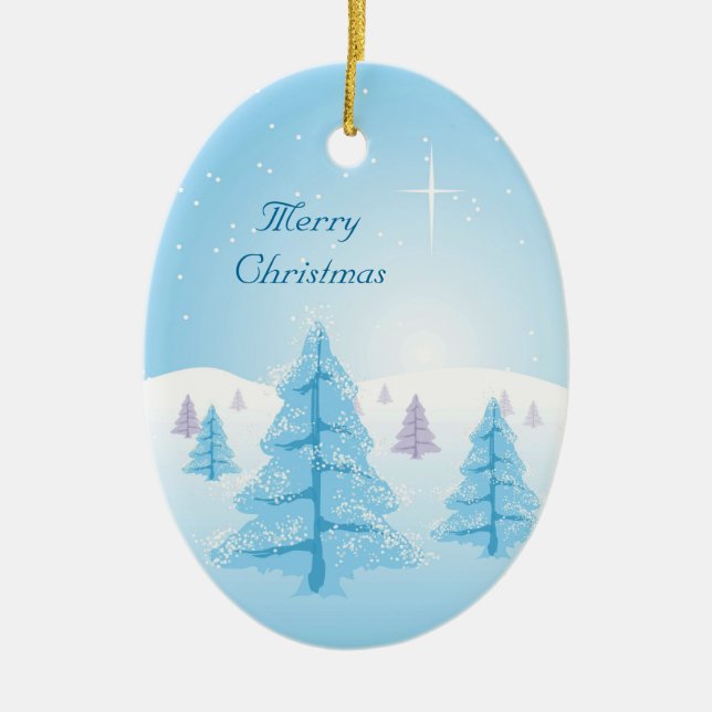 Christmas Landscape Ceramic Tree Decoration (Front)