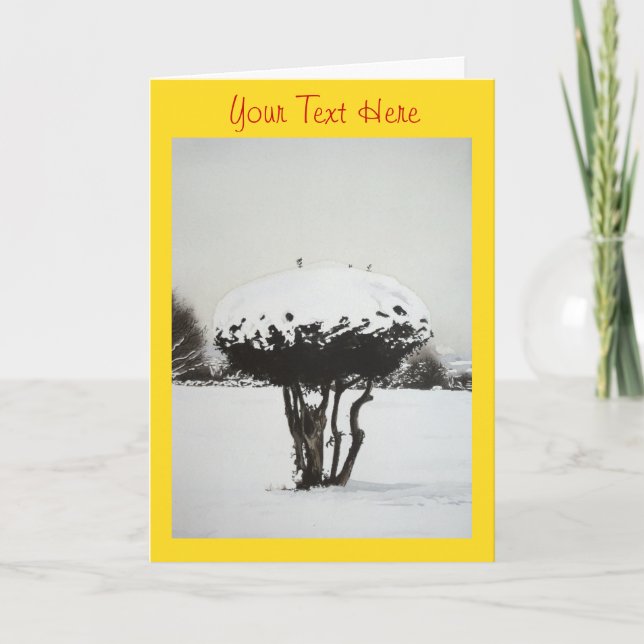 Christmas landscape snow scene original art holiday card (Front)