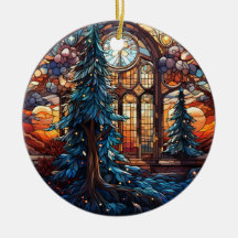 Christmas Landscape stained glass style