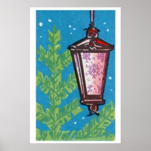 Christmas Lantern Matchbox Art Print, Russian Poster