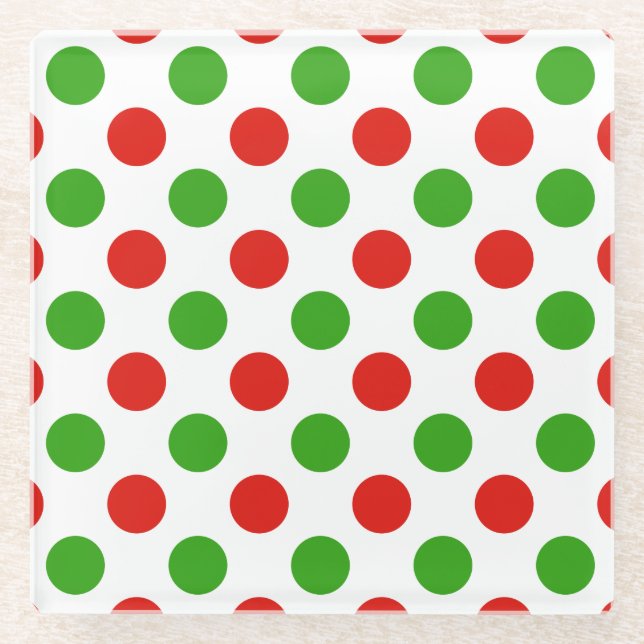 Christmas Large Polka Dot Pattern Glass Coaster (Front)