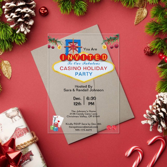 Christmas Las Vegas Casino Style Holiday Party Acrylic Invitations (Insitu (Holiday))