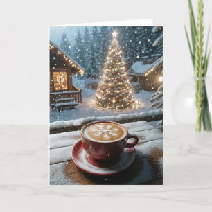 Christmas Latte In Snowflakes Holiday Card