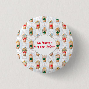 Christmas Latte Ogee Snowflake Pattern  3 Cm Round Badge