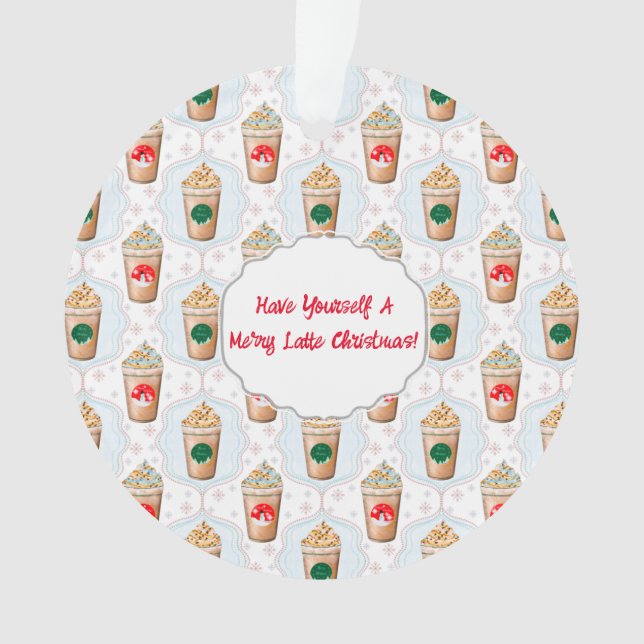 Christmas Latte Ogee Snowflake Pattern   Ornament (Front)