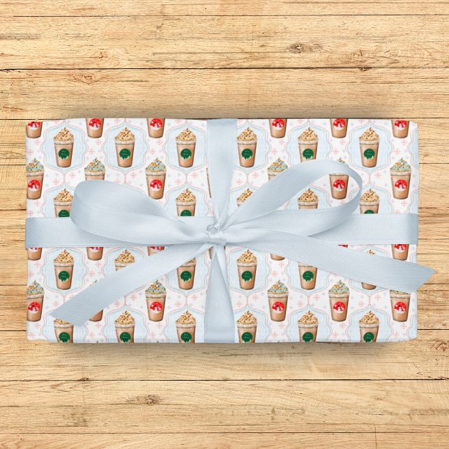 Christmas Latte Ogee Snowflake Pattern  Wrapping Paper (Gift warmth and cheer with Christmas Latte Ogee Snowflake Pattern Wrapping Paper!)