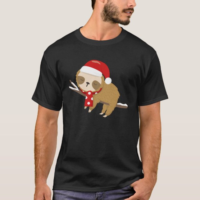 Christmas Lazy Sloth My Spirit Animal  Xmas T-Shirt (Front)