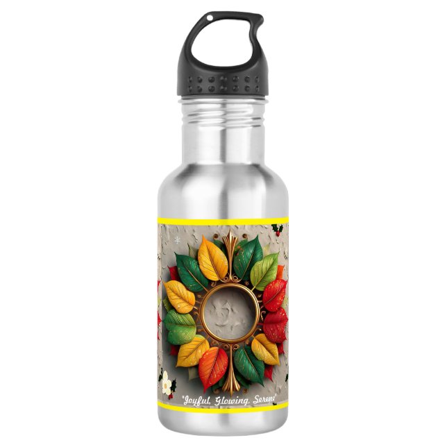 "Christmas Leafy Delight" 532 Ml Water Bottle (Front)