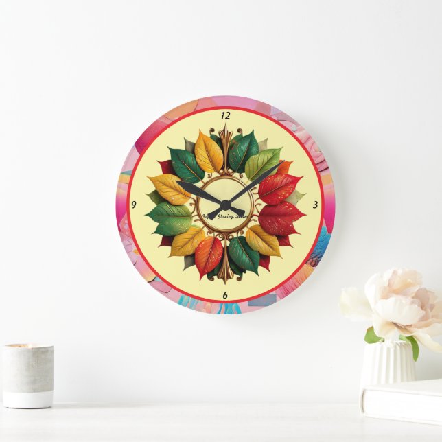 "Christmas Leafy Magic" Large Clock (Home)