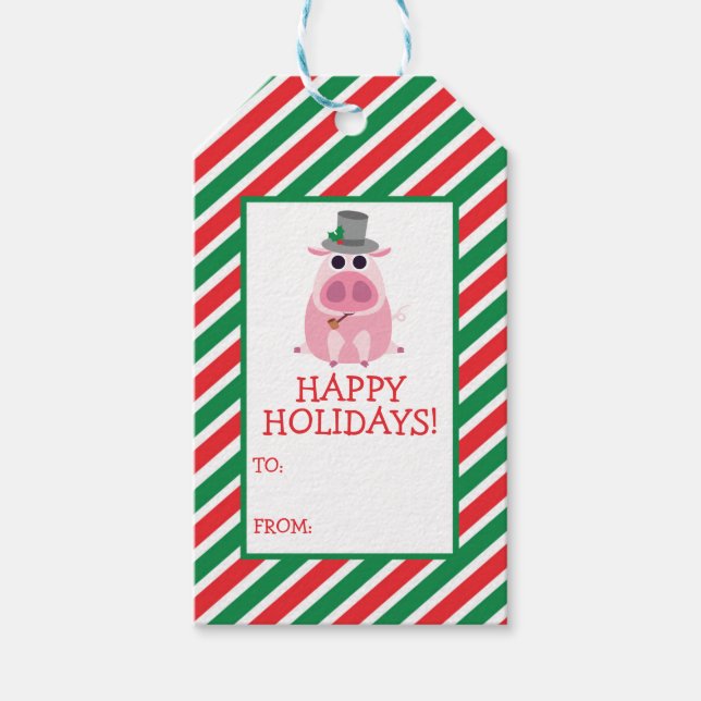 Christmas Leary the Pig Gift Tags (Front)
