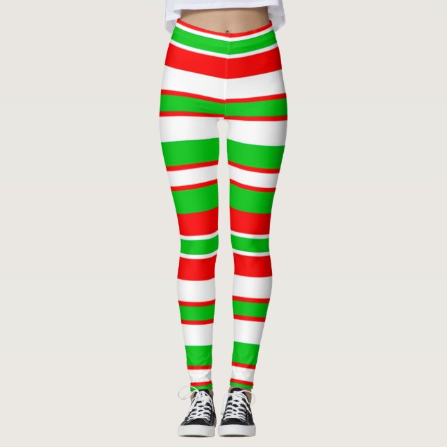 Christmas Leggings/Christmas Stripes Pattern Leggings (Front)