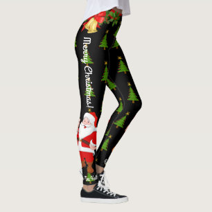 Christmas Leggings Santa Personalise Choose Colour