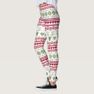 Christmas Leggings/Snowflakes, Hearts and Reindeer Leggings