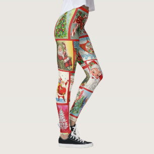 Christmas Leggings Vintage Cards Women's Pants