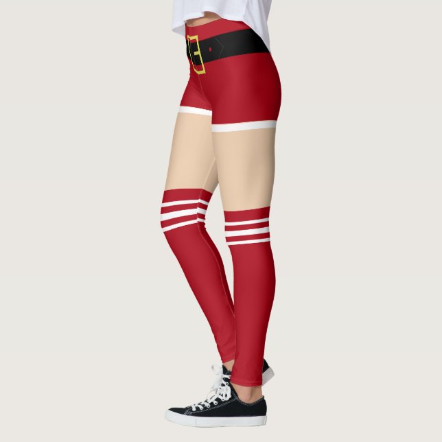 Christmas Leggings with Funny Santa Design (Left)