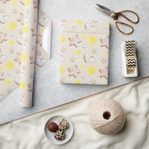 Christmas Lemon Ginger Bread Watercolor Wrapping Paper
