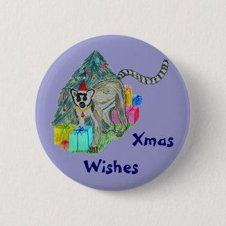 Christmas Lemur 6 Cm Round Badge