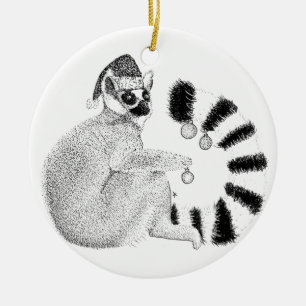 Christmas Lemur Ceramic Tree Decoration