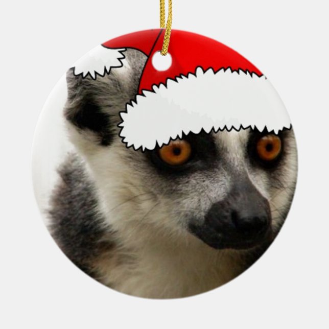 Christmas Lemur Ceramic Tree Decoration (Front)
