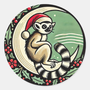 Christmas Lemur Classic Round Sticker