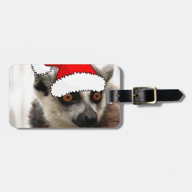 Christmas Lemur Luggage Tag (Front Horizontal)