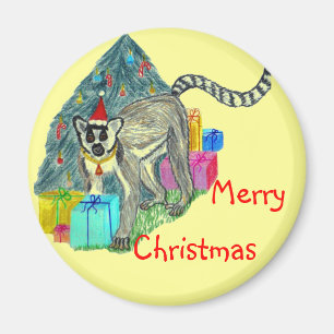 Christmas Lemur Magnet