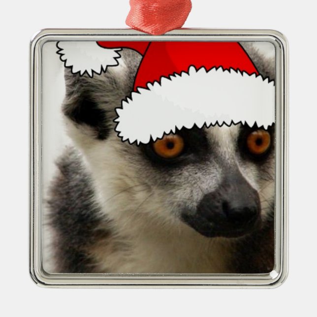 Christmas Lemur Metal Tree Decoration (Front)