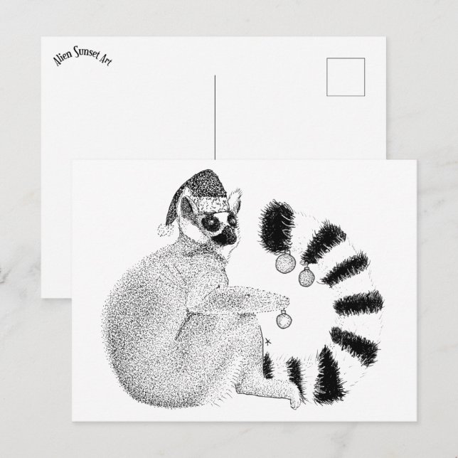 Christmas Lemur Postcard (Front/Back)