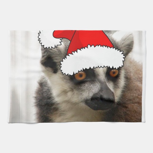 Christmas Lemur Tea Towel (Horizontal)