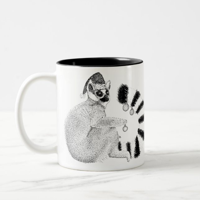 Christmas Lemur Two-Tone Coffee Mug (Left)