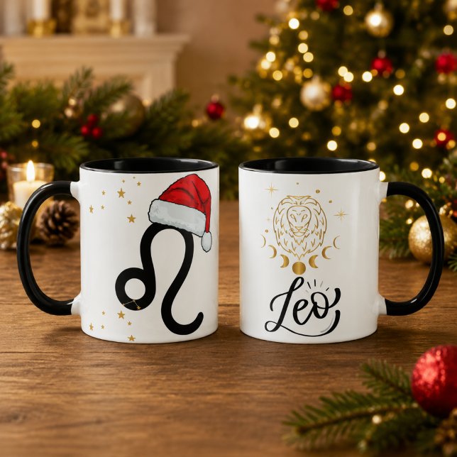 Christmas Leo Zodiac Santa Hat Mug (Creator Uploaded)