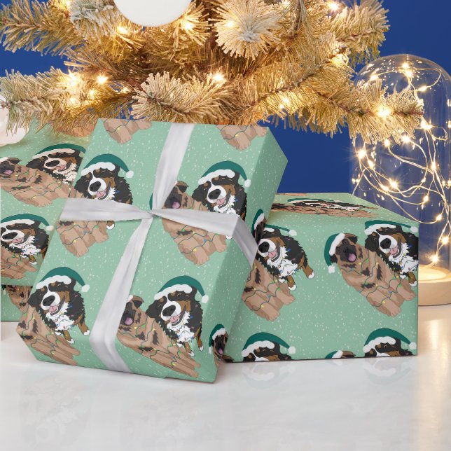 Christmas Leonberger and Bernese Mountain Dog Wrapping Paper (Holidays)