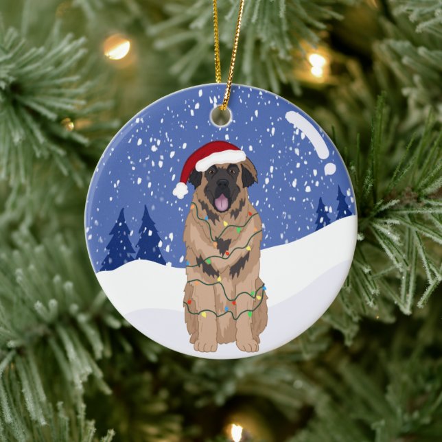 Christmas Leonberger  Ceramic Tree Decoration (Tree)