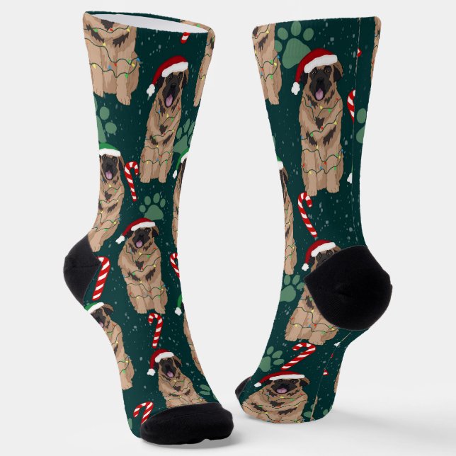 Christmas Leonberger  Socks (Angled)
