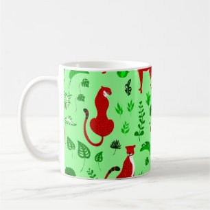 christmas leopard cheetah monstera plant coffee mug