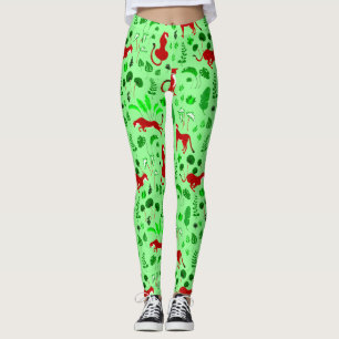 christmas leopard cheetah monstera plant leggings