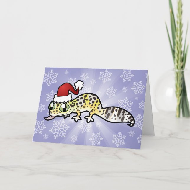 Christmas Leopard Gecko Holiday Card (Front)