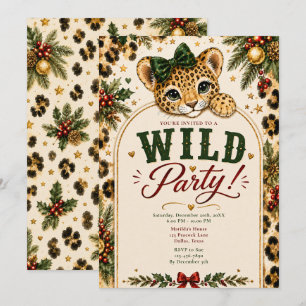 Christmas Leopard Party Invitation