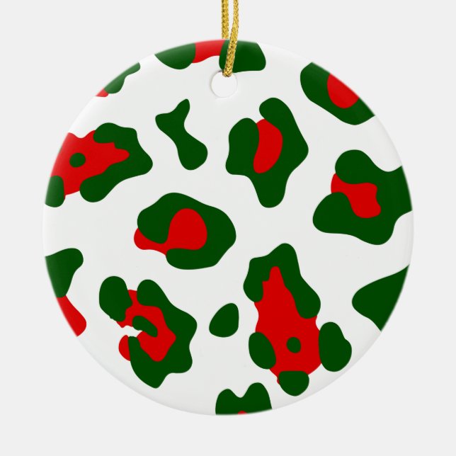 christmas leopard print ceramic tree decoration (Front)