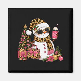 Christmas Leopard Snowman Boujee Holiday Xmas Magnet