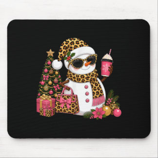 Christmas Leopard Snowman Boujee Holiday Xmas Mouse Mat